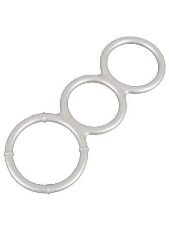 Metallic Silicone Triple cock and ball ring